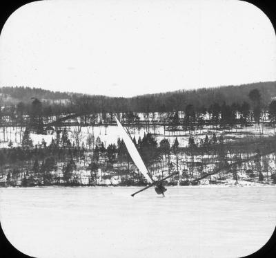 N.Y. Hudson River. Ice boating near Hyde Park.