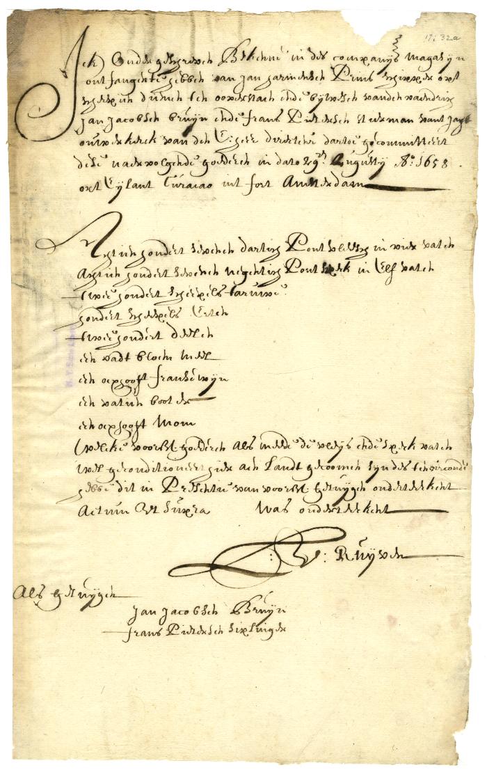 RECEIPT for a quantity of provisions from Jan Harmensen Prins, skipper of the Diemen