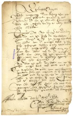 LETTER from Hendrick Martens, commander at Aruba, to Petrus Stuyvesant