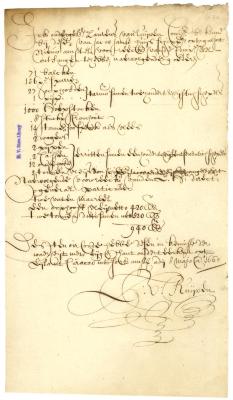 RECEIPT of provisions and materials from Jacob Jansz Huys, skipper of the Nieuw Amstel