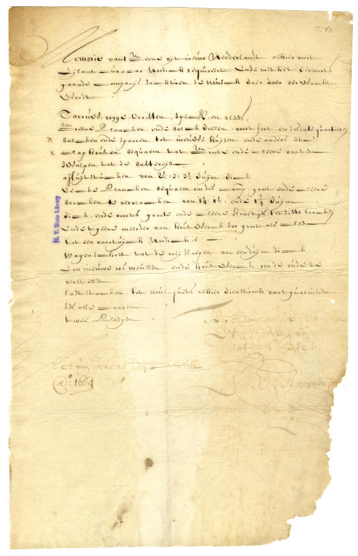 MEMORANDUM of necessities for Curaçao.