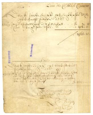 ACCOUNT (debit-credit) of Dirck Jansen, skipper of De Nieuw Nederlantse Indiaen