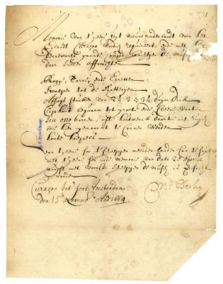 MEMORANDUM of necessities for Curaçao 