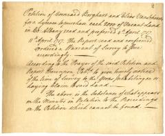 Copy of petition of Coenraat Borghardt and Elias Van Schaack, to purchase land, 1762