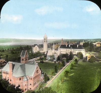 Cornell University buildings and Cayuga Lake