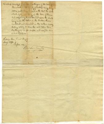 Oath by John Van Benthuysen affirming his land ownership, 1792