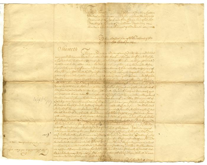 Application for Land Grant, Willem Tietsoort, Orange County, 1707