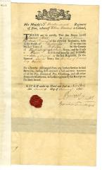 Certificate that Conrad Bool served as a soldier and corporal in the 3rd battalion 60th regiment, 1764