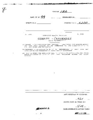 NYS Bill and Veto Jackets: 1999, Chapter 126