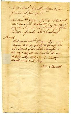 Petition of Peter Stewart, for a grant of land pursuant to the royal proclamation, undated (mid 18th century)