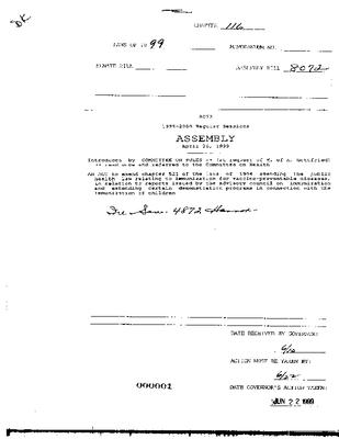 NYS Bill and Veto Jackets: 1999 Chapter 116