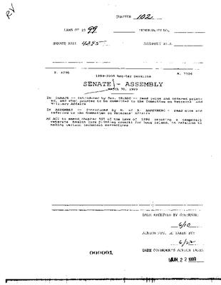 NYS Bill and Veto Jackets: 1999, Chapter 102