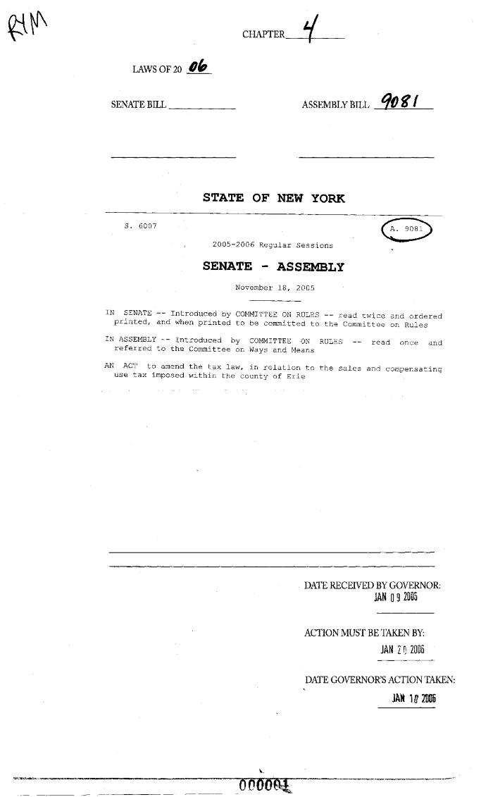 NYS Bill and Veto Jackets: 2006, Chapter 4