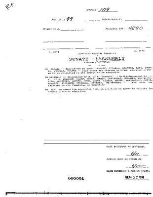 NYS Bill and Veto Jackets: 1999, Chapter 109