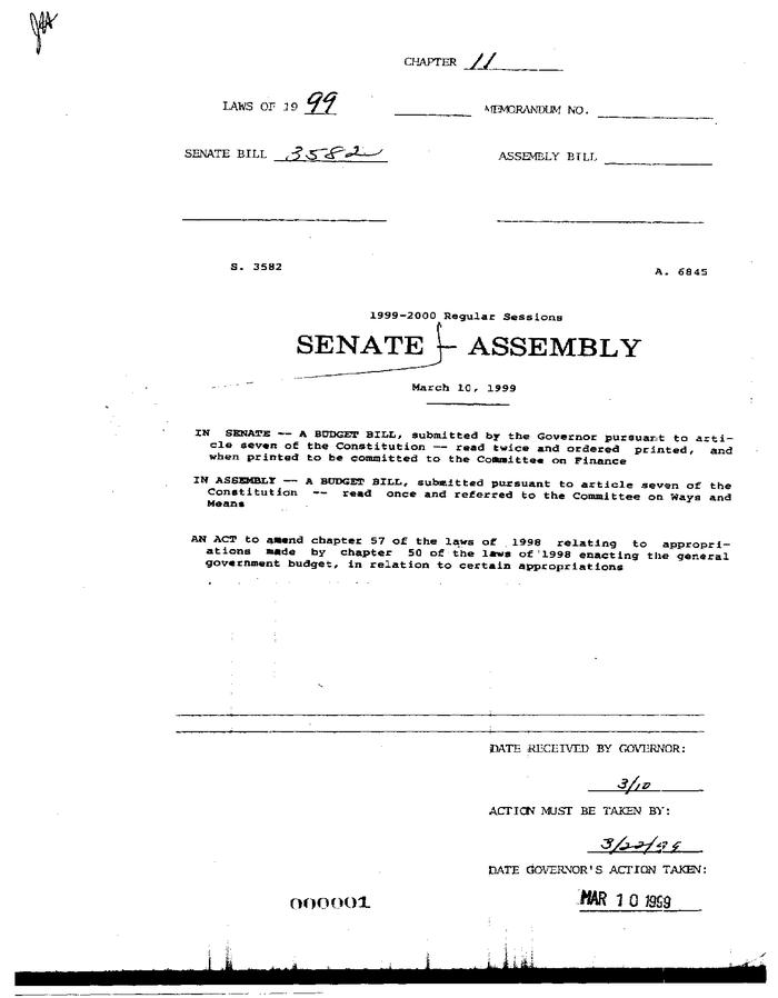 NYS Bill and Veto Jackets: 1999, Chapter 11