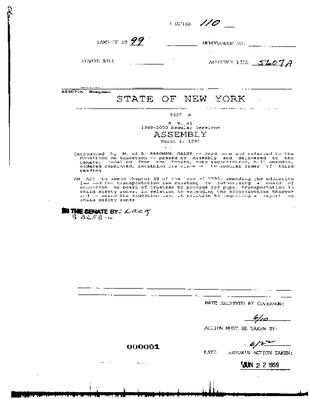 NYS Bill and Veto Jackets: 1999, Chapter 110