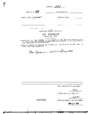NYS Bill and Veto Jackets: 1999, Chapter 101