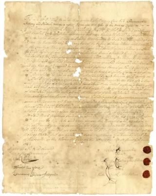 Indian deed to John Peterse Mebee for land in Albany county, 1724