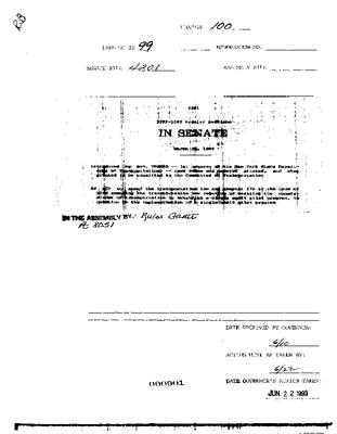NYS Bill and Veto Jackets: 1999, Chapter 100