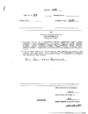 NYS Bill and Veto Jackets: 1999, Chapter 140