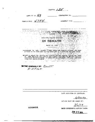 NYS Bill and Veto Jackets: 1999, Chapter 135