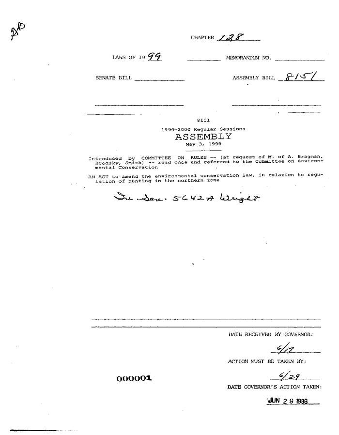 NYS Bill and Veto Jackets: 1999, Chapter 128
