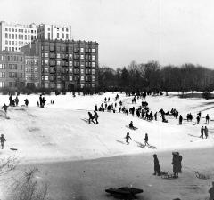 New York City. Central Park Children Coasting.