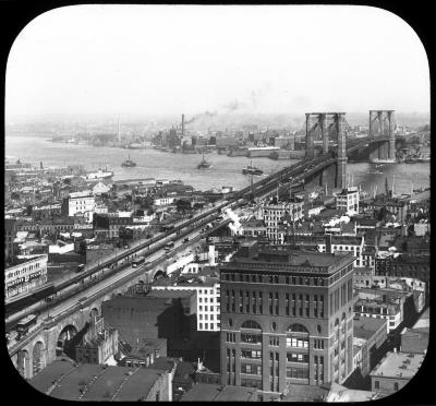 New York City. Panorama & Brooklyn Bridge.