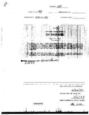 NYS Bill and Veto Jackets: 1999, Chapter 187