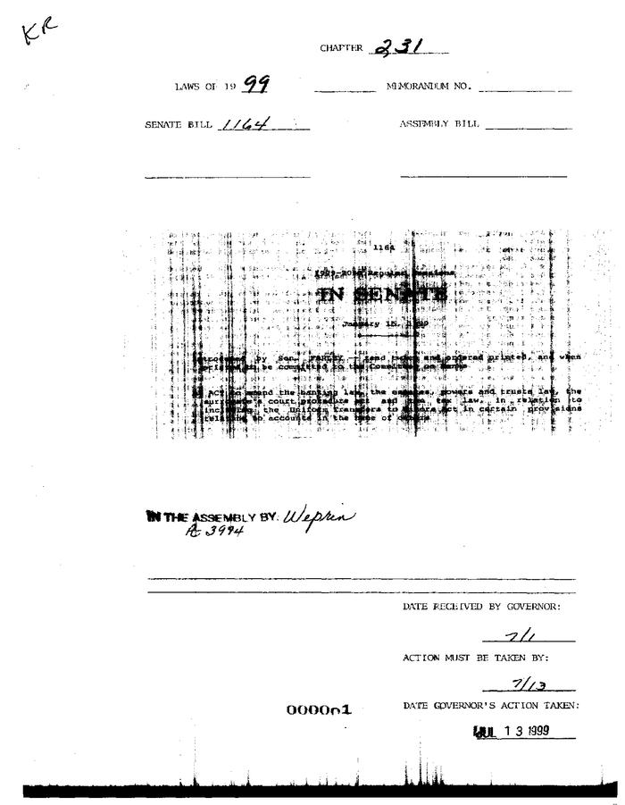 NYS Bill and Veto Jackets: 1999, Chapter 231