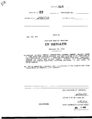 NYS Bill and Veto Jackets: 1999, Chapter 162