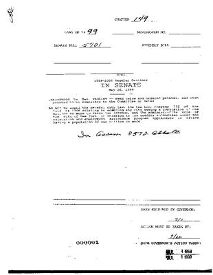 NYS Bill and Veto Jackets: 1999, Chapter 149