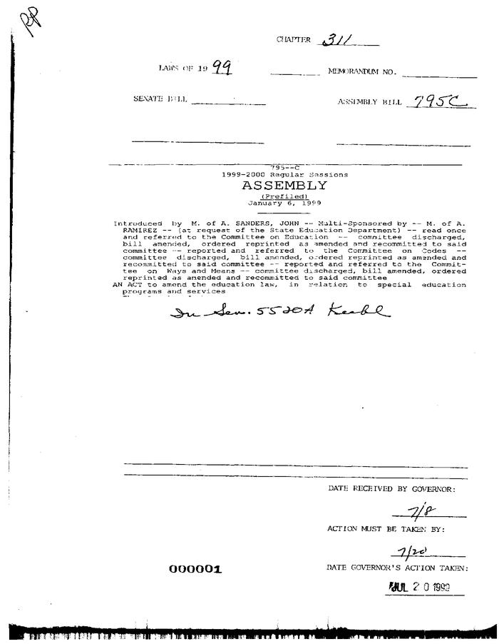 NYS Bill and Veto Jackets: 1999, Chapter 311