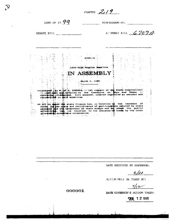 NYS Bill and Veto Jackets: 1999, Chapter 219