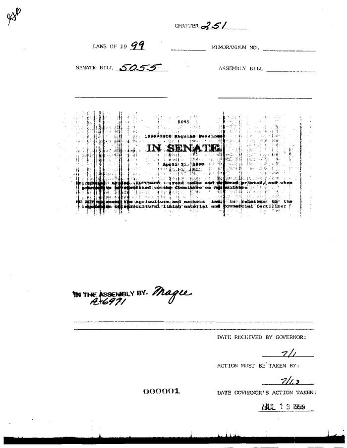NYS Bill and Veto Jackets: 1999, Chapter 251