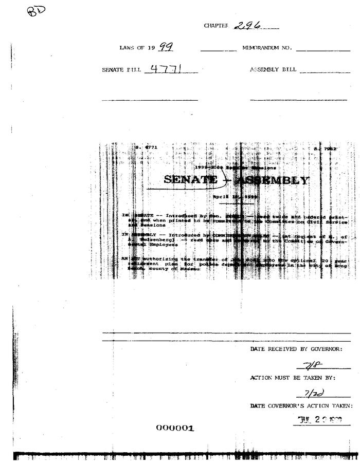 NYS Bill and Veto Jackets: 1999, Chapter 296