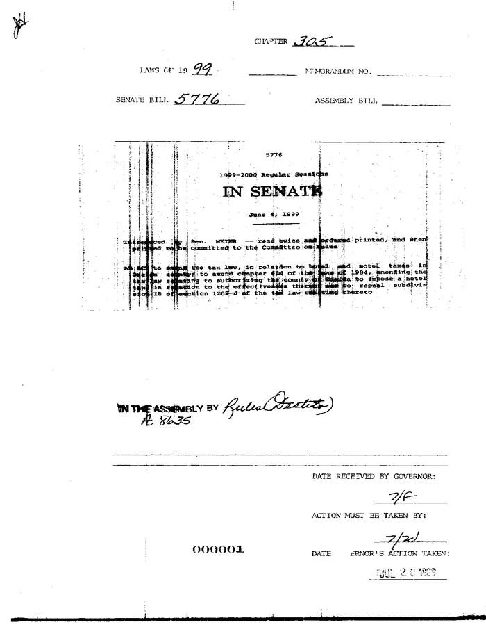 NYS Bill and Veto Jackets: 1999, Chapter 305
