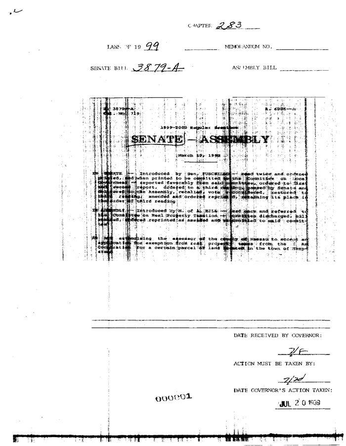 NYS Bill and Veto Jackets: 1999, Chapter 283