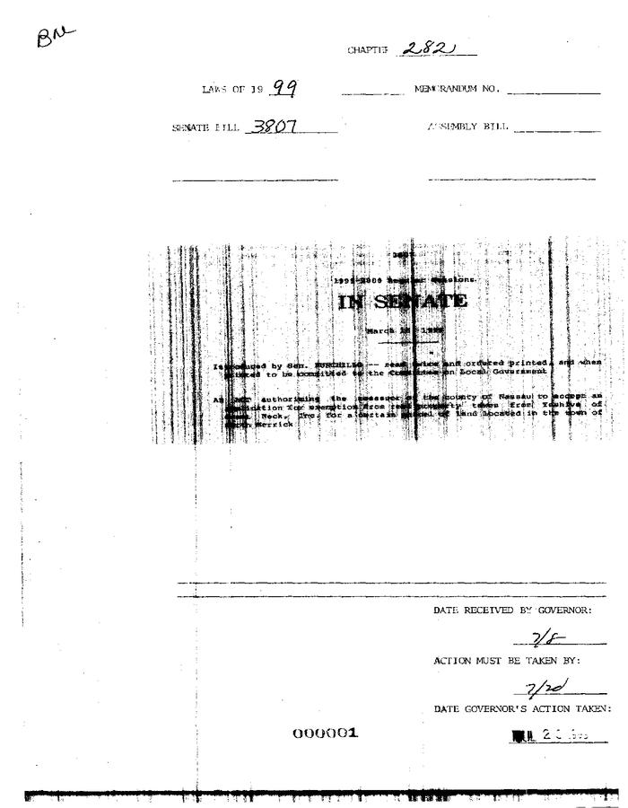 NYS Bill and Veto Jackets: 1999, Chapter 282