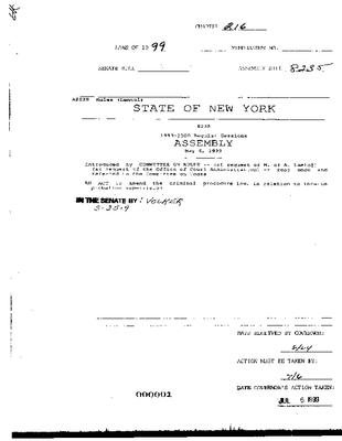 NYS Bill and Veto Jackets: 1999, Chapter 216