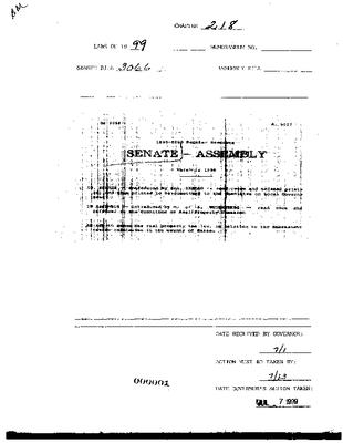 NYS Bill and Veto Jackets: 1999, Chapter 218