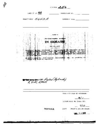 NYS Bill and Veto Jackets: 1999, Chapter 256