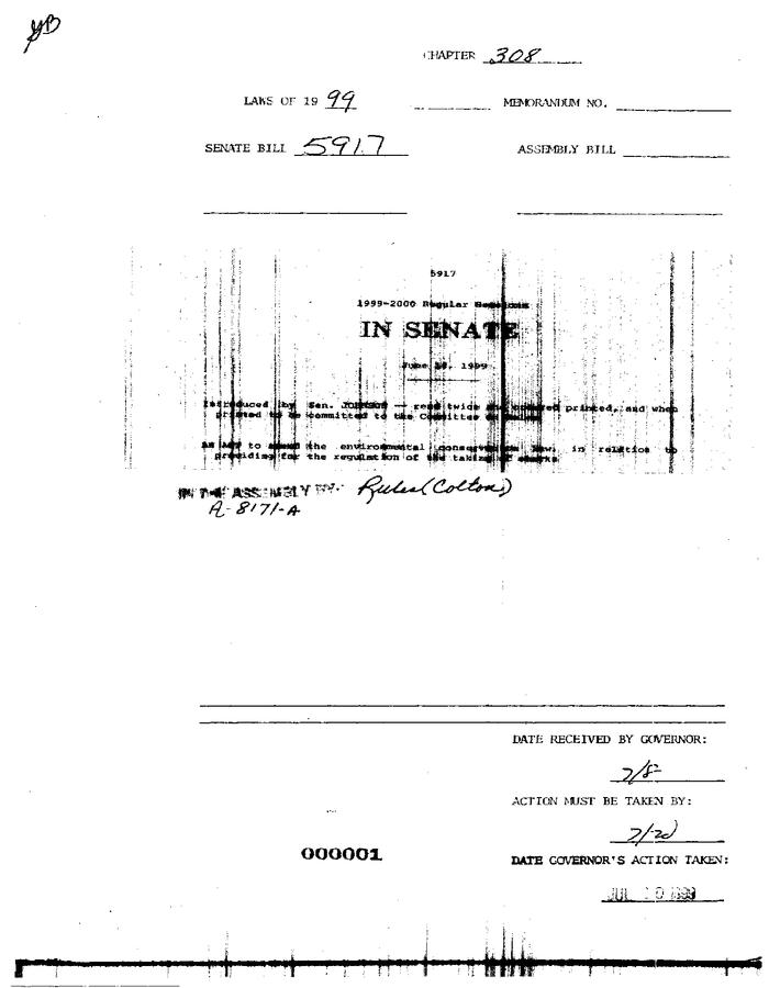 NYS Bill and Veto Jackets: 1999, Chapter 308