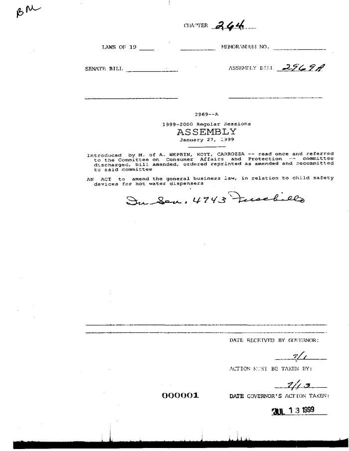 NYS Bill and Veto Jackets: 1999, Chapter 264