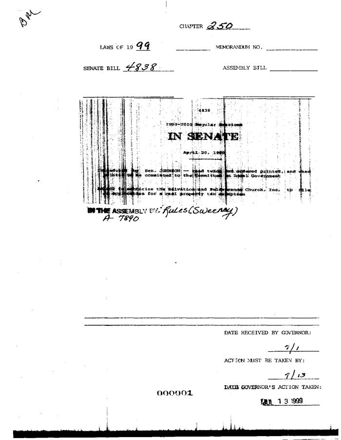 NYS Bill and Veto Jackets: 1999, Chapter 250