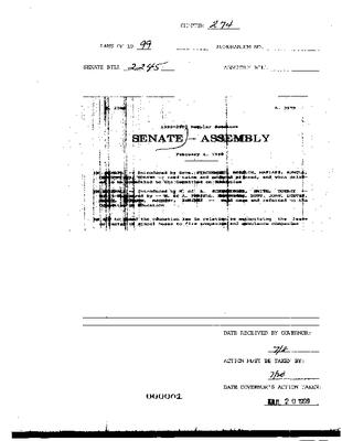 NYS Bill and Veto Jackets: 1999, Chapter 274
