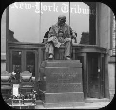 N.Y. New York. Horace Greeley Statue by J.Q.A. Ward, Printing House Square