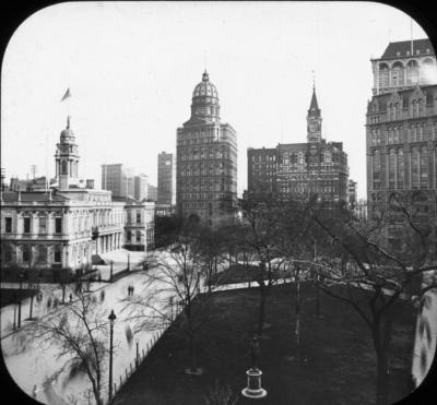 N.Y., New York City. City Hall Square, Summer.