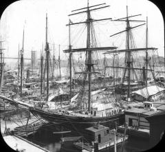 N.Y. New York City. East River Docks & Boats.