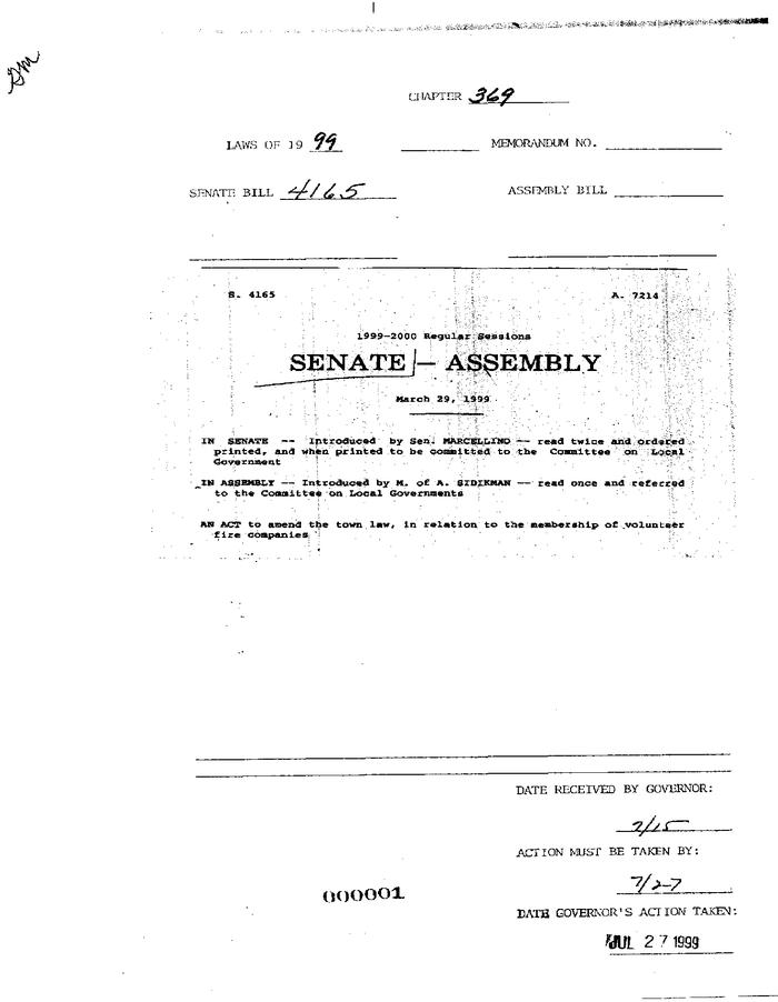 NYS Bill and Veto Jackets: 1999, Chapter 369